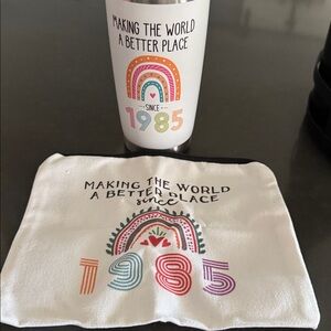 1985 Happy Birthday Travel Cup & makeup bag